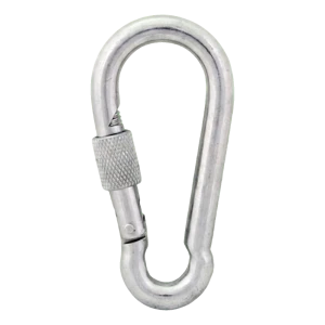 Mosquetón con seguro de rosca galvanizado 5×50 mm – tuerca de seguridad, DIN 5299 D