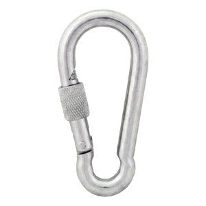 Mosquetón con seguro de rosca galvanizado 7×70 mm – tuerca de seguridad, DIN 5299 D