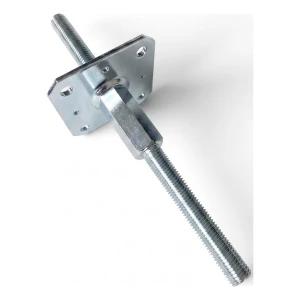 Soporte de poste regulable en altura 110×110 mm, rosca M20 – altura 330 mm, galvanizado