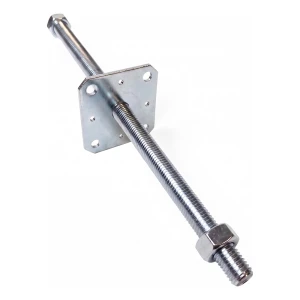 Soporte de poste regulable en altura 110×110 mm, rosca M24 – altura 500 mm, galvanizado