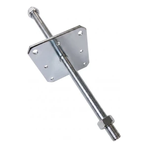 Soporte de poste regulable en altura 160×160 mm, rosca M24 – altura 500 mm, galvanizado