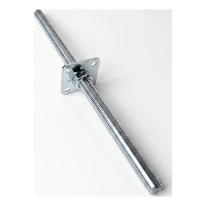 Soporte de poste regulable en altura 80×80 mm, rosca M24 – altura 500 mm, galvanizado