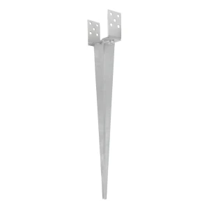 Soporte de poste regulable de hinca 0-125 mm, zincado plateado
