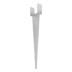 Soporte de poste regulable hincable 0-165 mm, zincado plateado
