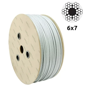 Cable de acero galvanizado Ø4,0 mm – construcción 6×7, alma de fibra