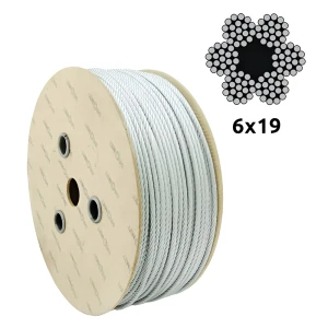 Cable de acero galvanizado Ø6,0 mm 6×19 con alma de fibra FC – venta por metros