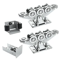 Paquete de carros para puertas correderas autoportantes de 8 ruedas + accesorios KIT para carril 80