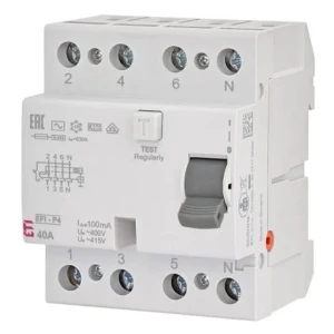Interruptor diferencial 4P 40A 100mA tipo AC EFI-P4 AC 40/0.1 002061622 ETI
