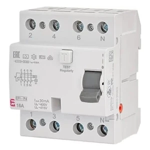 Interruptor diferencial 4P 40A 30mA tipo AC EFI6-P4 AC 40/0.03 002061652 ETI