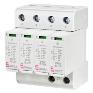 Limitador de sobretensiones Tipo 1+2+3 (B+C+D) 4P 20kA 1,5kV ETITEC ML T123 300/125 4+0 002440667 ETI