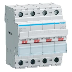Seccionador aislante trifásico 4P 40A 400V AC SBN440 HAGER