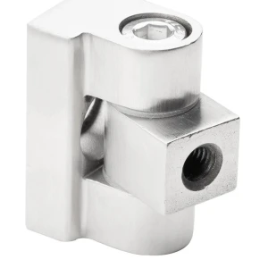 Bisagra 180° para soporte de vidrio 45 x 45 x 26 mm sistema plano AISI304, satinado