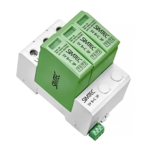 Protector contra sobretensiones PV DC tipo 1+2 (B+C) 1000V 3P 20kA 4.5kV SV T1 T2 SIMTEC GPV-401-16