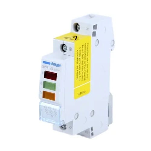 Lámpara indicadora triple LED rojo, verde y naranja SVN129 HAGER GPV-401-58