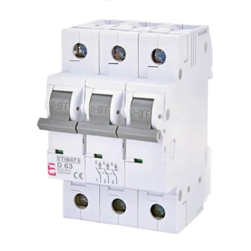 Interruptor automático B 16A 3P 6kA ETIMAT6 002115516 ETI GPV-401-63