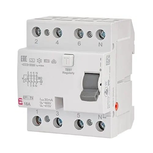 Interruptor diferencial 4P 40A 30mA tipo AC EFI6-P4 AC 40/0.03 002061652 ETI GPV-401-73