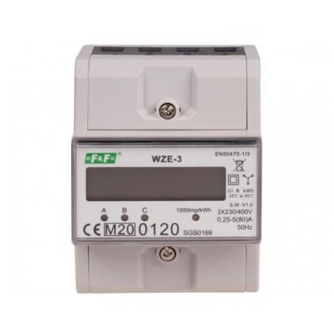 Contador de energía eléctrica trifásico 80A MID WZE-3 F&F FILIPOWSKI GPV-401-77