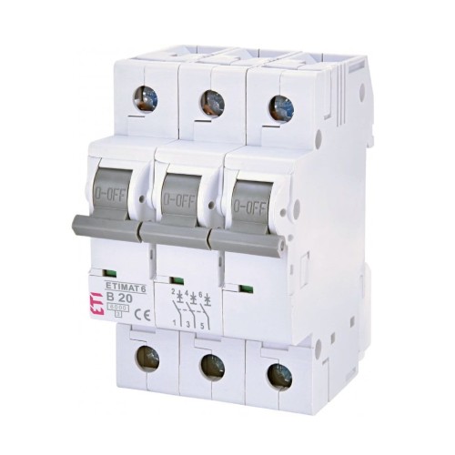 Interruptor automático B 20A 3P 6kA ETIMAT6 002115517 ETI GPV-401-102