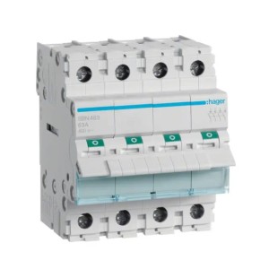 Seccionador de aislamiento trifásico 4P 63A 400V AC SBN463 HAGER