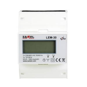 Contador de energía eléctrica trifásico 100A LCD LEM-30 ZAMEL