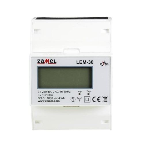 Contador de energía eléctrica trifásico 100A LCD LEM-30 ZAMEL GPV-401-109