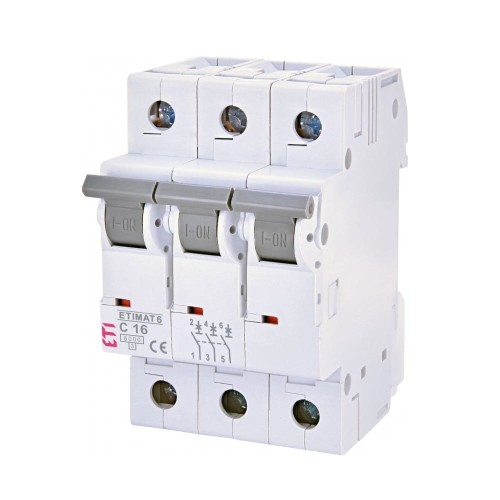 Interruptor automático C 16A 3P 6kA ETIMAT6 002145516 ETI GPV-401-118