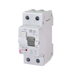 Interruptor diferencial con protección contra sobrecorriente B 16A 1P+N 30mA tipo AC KZS-2M AC B16/0.03 002173104 ETI