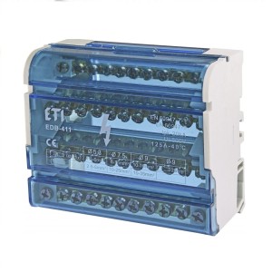 Bloque de distribución 4 polos 125A 11 terminales TH35 EDB-411 001102304 ETI