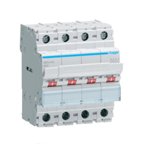 Seccionador aislante trifásico 4P 40A 400V AC SBN440 HAGER GPV-401-190