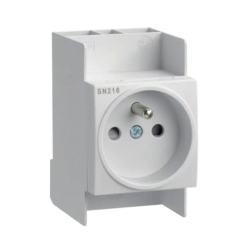 Enchufe en riel DIN 10-16A 250V con pin de puesta a tierra SN216 HAGER GPV-401-193