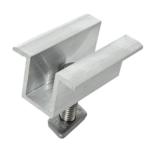 Abrazadera central H25 L50 sin tratar, con tornillo M8x20 y inserto para paneles de 30 mm PV-04-16