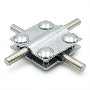 Conector en cruz 4 agujeros 2 placas B hasta 30mm galvanizado