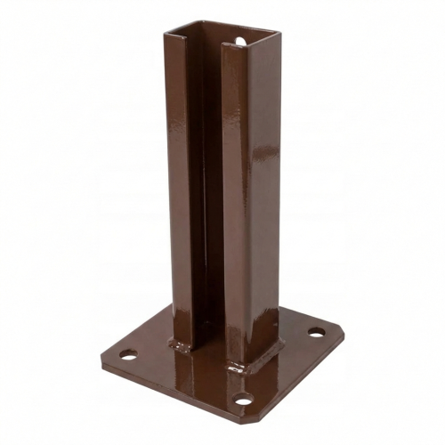 Base de poste de valla 60x40 marrón RAL 8017 galvanizada 000-154 (1)