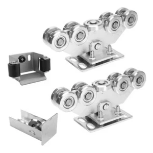 Paquete de carros para puerta corredera 9 rodillos + accesorios KIT para carril 80
