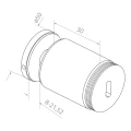 Soporte puntual para vidrio fi 50/30/M10x45, vidrio 8-21,52 mm, AISI 304, sistema plano, satinado 000-262 (2)
