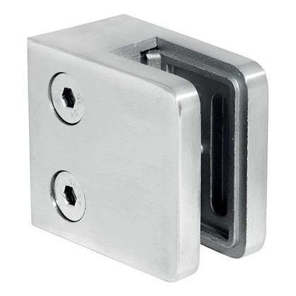 Soporte para vidrio 45x45x26 mm, vidrio 6-10,76 mm, AISI 304, sistema plano, satinado 000-260 (1)