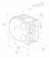 Soporte para vidrio 50x40x26 mm con pin, vidrio 6-10,76 mm, AISI 304, sistema 42,4 mm, satinado 000-265 (3)