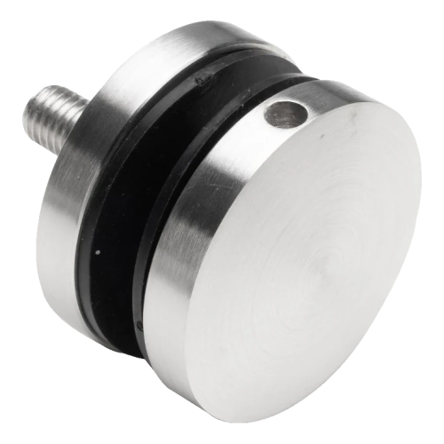 Soporte puntual para vidrio fi 50/8/M10x50, vidrio 8-17,52 mm, AISI 304, sistema plano, satinado 000-266 (1)