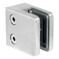 Soporte para vidrio 45x45x26 mm, vidrio 6-10,76 mm, AISI 304, sistema plano, brillo