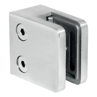 Soporte para vidrio 45x45x26 mm, vidrio 6-10,76 mm, AISI 316, sistema plano, satinado