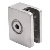 Soporte de vidrio terminal 60x50x28 mm vidrio 8-10 mm, AISI 304 satinado sistema plano