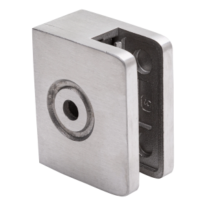 Soporte de vidrio terminal 60x50x28 mm vidrio 8-10 mm, AISI 304 satinado sistema plano