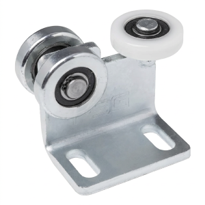 Carro de 3 ruedas para puertas colgantes para perfil 50x50 mm, 2 ruedas de acero y 1 de plástico