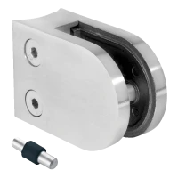 Soporte para vidrio 50x40x26 mm con pin, vidrio 6-10,76 mm, AISI 304, sistema 42,4, brillo