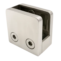 Soporte para vidrio 45x45x26 mm con pasador pin vidrio 6–10,76 mm AISI 304 sistema plano satinado