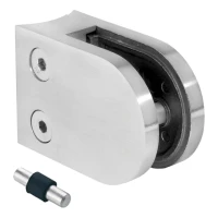 Soporte para vidrio 6-10,76 mm 50x40x26 mm con pin AISI 304 sistema 48,3 mm satén