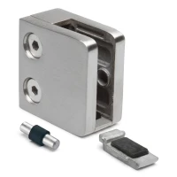 Soporte para vidrio 6-10,76 mm 45x45x26 mm ménsula y pin AISI 304 sistema plano brillo