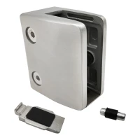 Soporte para vidrio 12-17,52 mm ménsula y pin 65x55x37 mm AISI 304 sistema plano satinado