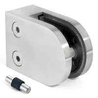 Soporte para vidrio 6-10,76 mm 50x40x26 mm pin AISI 304 sistema plano brillo