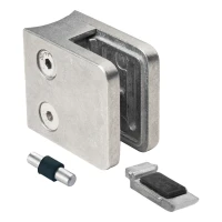 Soporte para vidrio 6-10,76 mm 45x45x26 mm escuadras y pin zamak sistema 42,4 mm en bruto